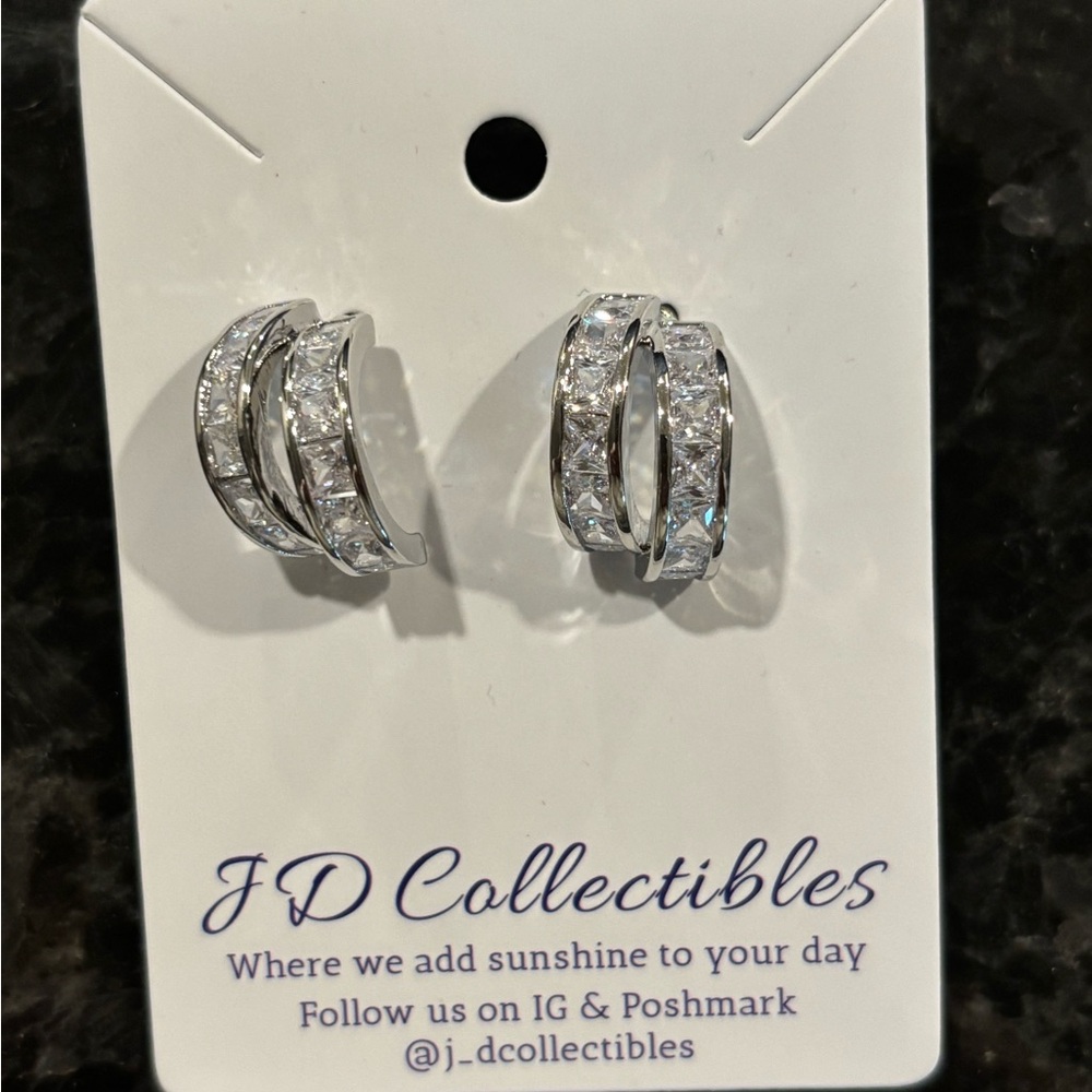 Silver Hoop Earrings - Reposh never worn! STOCKING STUFFER!